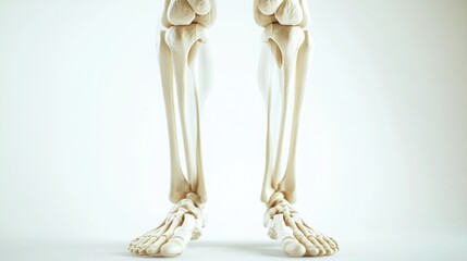 Front view diagram of the human skeletal system displaying the bones of the lower limbs. .