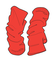 Arm warmer gloves vector template technical drawing.