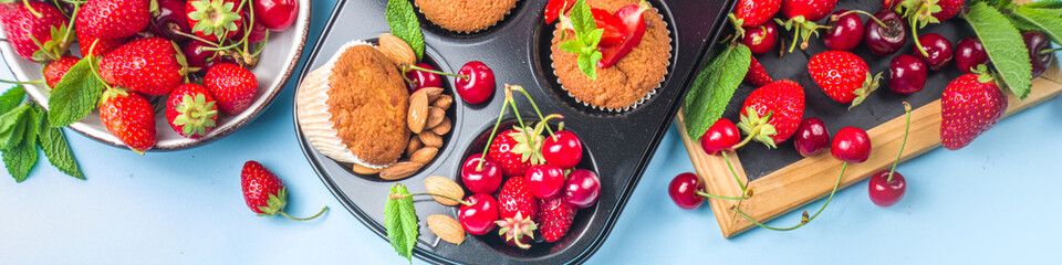 Summer baking, berry muffins