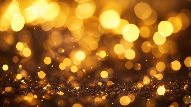 glamorous background featuring shimmering gold bokeh lights, creating a luxurious atmosphere perfect for awards ceremonies, celebrations, or high-end events