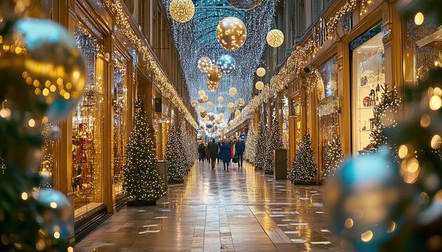 Christmas Display In A Department Store Featuring Festive Decorations And Holiday-Themed Items For Sale, Creating A Magical Atmosphere For Shoppers.