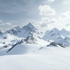 Majestic Snow-Capped Mountains in a Winter Wonderland
