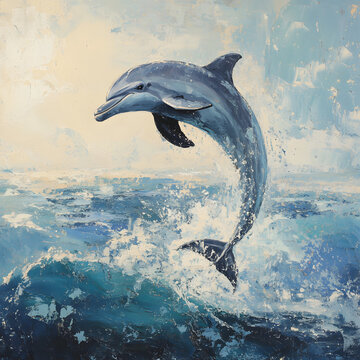 blue dolphine jump on the water