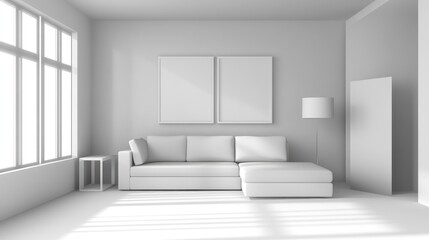 Fototapeta premium Modern Minimalist Living Room Interior Design