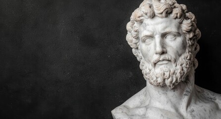 Fototapeta premium Weathered marble bust of a pensive man