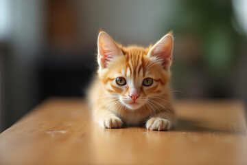 orange cat playing with toys indoor