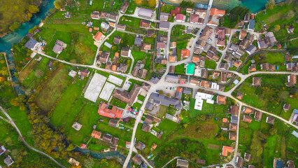 Kulen Vakuf and the ancient fortress Stari Grad Ostrovica, viewed from the air, reveal a...