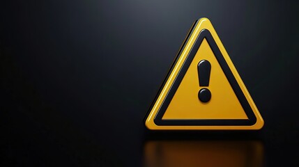 Isolate of realistic yellow triangle caution sign on black
