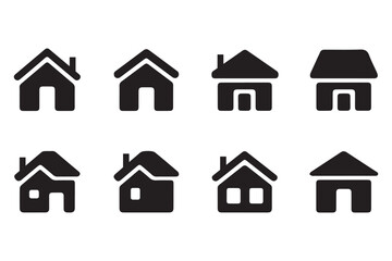 Silhouette and line are house icon, logos vector
