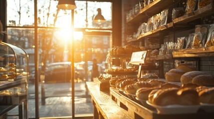 Bakery at Golden Hour with Fresh Baked Goods