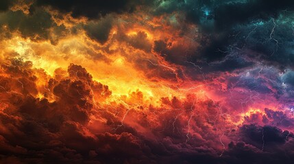 Fototapeta premium Vibrant Planets in Engaging Atmosphere with Lightning