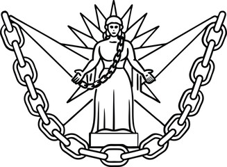 Breaking chain freedom and liberty concept vector illustration in poster style, liberation, weak link concept.