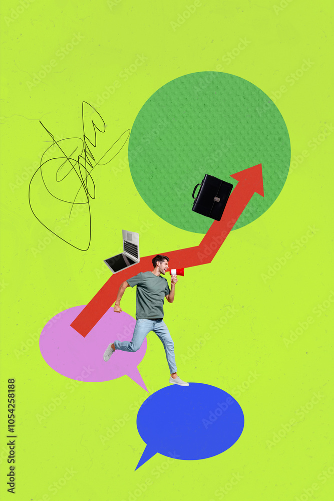 Poster composite trend artwork sketch image collage of trader business success achieve aim target arrow you