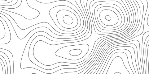 The black on white seamless ornament topography contour map design, background of topographic line map abstract mountain geographic grid pattern, vintage outdoors style cartography vector background. 