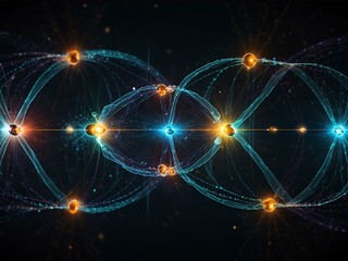 Fototapeta premium Illustration of quantum entanglement for instantaneous communication.