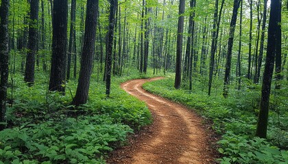 Obraz premium Winding Path Through Lush Green Forest