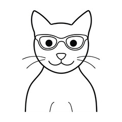 Obraz premium Cat wearing glasses silhouette.
