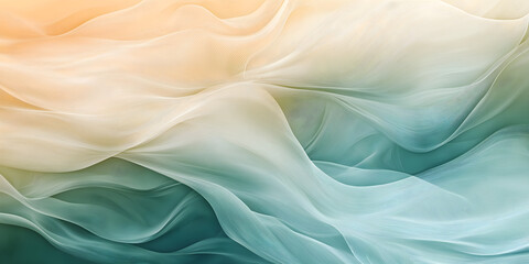 Obraz premium Abstract background with wavy lines in soft colors of green, blue, and beige