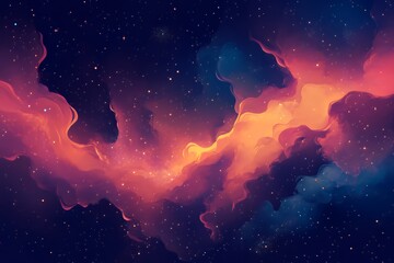 Obraz premium Abstract Cosmic Nebula with Stars