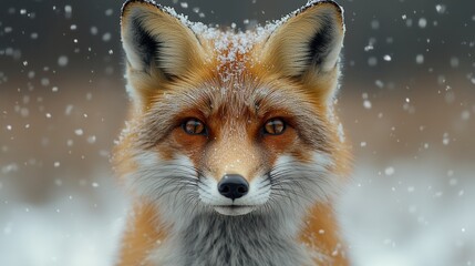 Obraz premium A high-definition close-up of a red fox in the snow, with sharp focus on its eyes and fur textures.