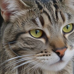 Portrait of a beautiful gray striped cat close up