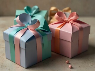 Pastel gift boxes ready for personalization.