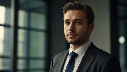 Fototapeta premium Professional businessman in formal attire, suitable for business presentations.
