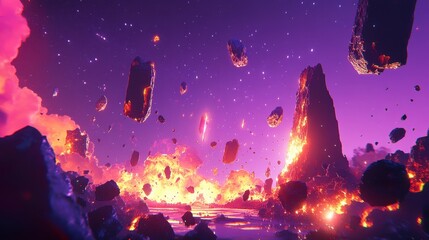 Cosmic Fire: A Surreal Landscape