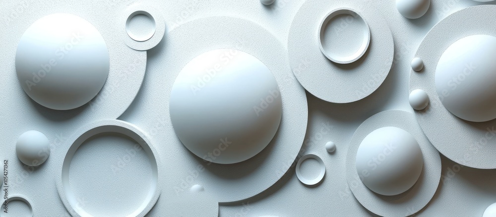 Poster abstract white 3d geometric shapes on textured background