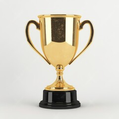A shiny golden trophy with a black base, symbolizing achievement and victory.