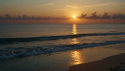 Fototapeta premium Serene sunset over the ocean.