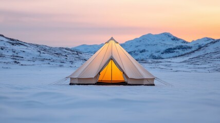 Eco-luxury tent with sustainable camping gear, glamping camping sustainable, eco-tourism in style