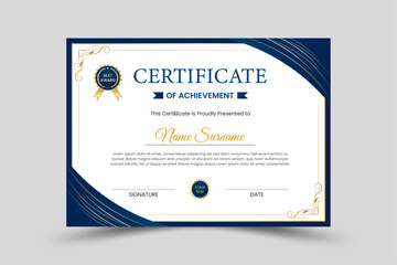 Certificate design, modern luxury certificate of achievement design template