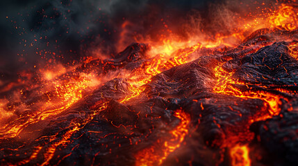 Obraz premium Detailed 3D Rendered Illustration of Molten Lava