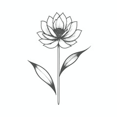 Obraz premium a black and white line drawing of a flower, line art vector