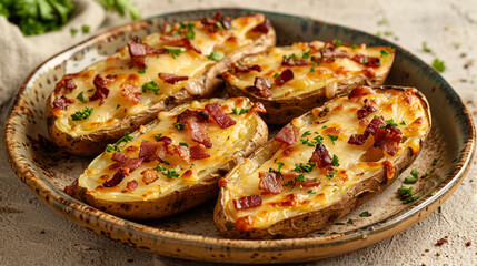 Loaded Potato Skins with Melted Cheese Platter