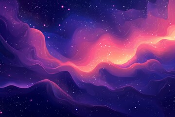 Obraz premium Abstract Cosmic Waves with Glowing Stars