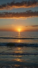 Obraz premium A serene ocean view during sunrise, reflecting peace.