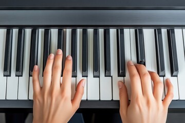 Close-Up of Passionate Pianist&rsquo;s Hands on Black and White Keys