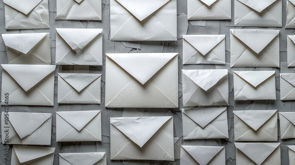 Poster a wall of white envelopes arranged in a geometric pattern