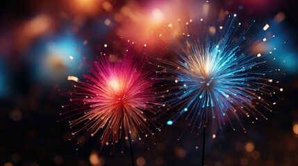 Fototapeta premium Pyrotechnics And Fireworks Realistic Banner HD 8K wallpaper Stock Photographic Image