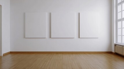 Fototapeta premium Minimalist Blank White Canvas in Clean Studio or Gallery Setting Perfect for Artwork Mockups and Creative Displays