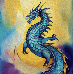 Obraz premium Dragon . Chinese banner, happy new year poster. Oil painting