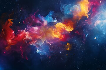Fototapeta premium Abstract Cosmic Nebula with Vivid Colors and Glowing Dust