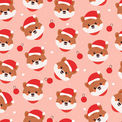 Obraz premium seamless pattern cartoon puppy with christmas stuff. cute christmas wallpaper for fabric print, gift wrap paper