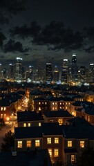 Obraz premium Halloween-style city panorama featuring a scary backdrop.