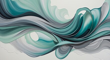 Abstract Fluidity with Gray and Cyan Hues