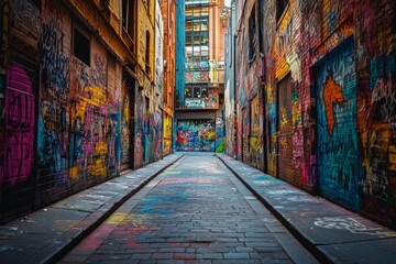 Fototapeta premium Vibrant Street Art and Graffiti Alley in Melbourne, Australia