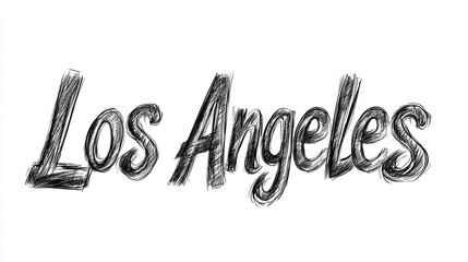 Los Angeles City symbol art poster Charcoal Sketch.