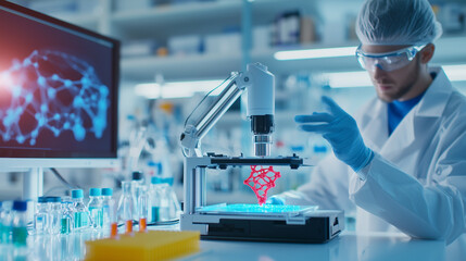 Fototapeta premium State of the Art Bioprinter in Healthcare Lab Printing Scaffold